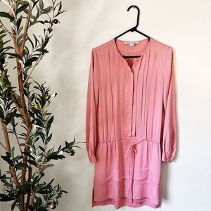 Diane Von Furstenberg Sliced Dress Coral Pink Crepe Size 4 Silk Shirt Dress